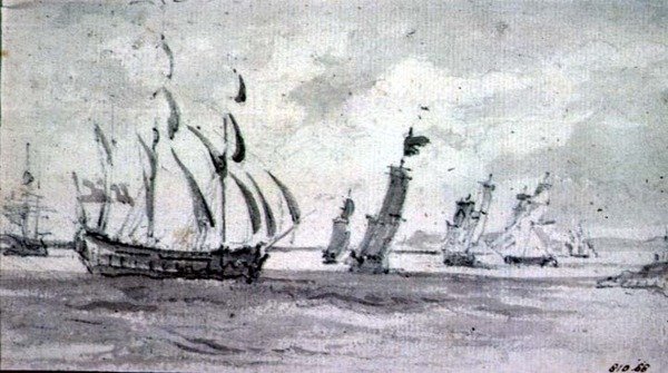 Schiffe bei Brise auf der Themse oder Medway von John Constable