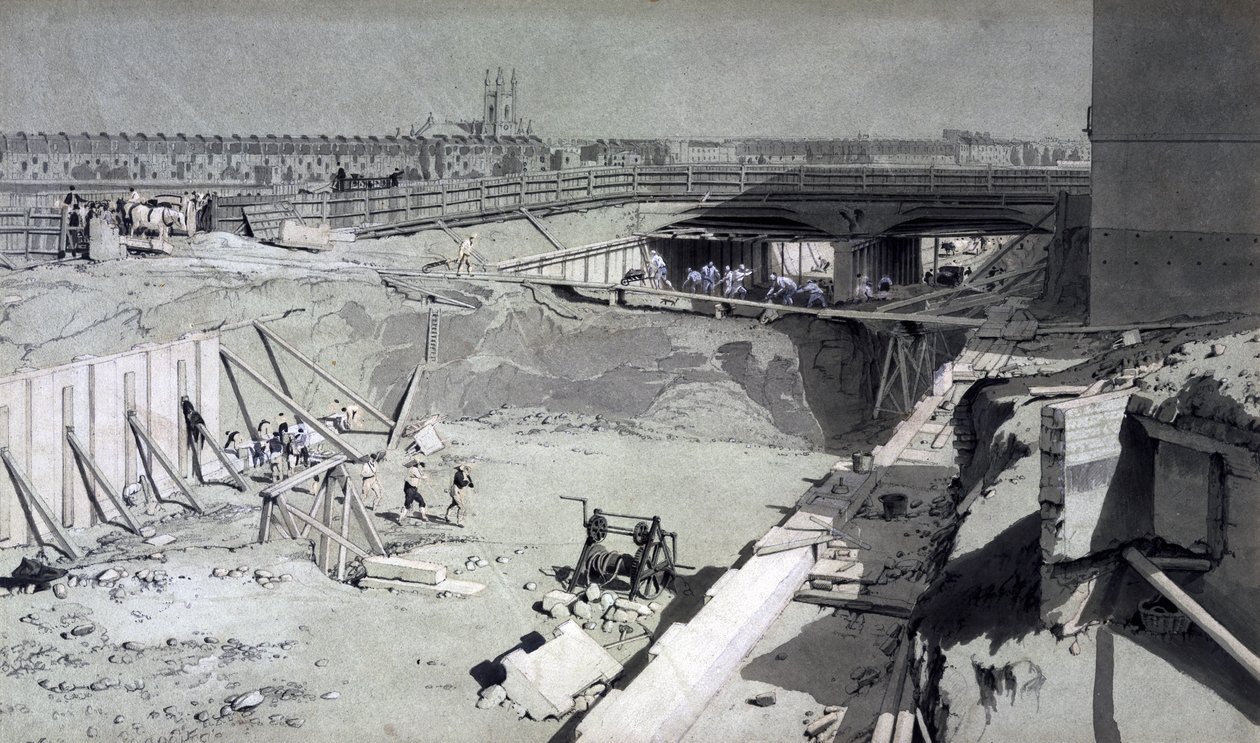 Hampstead Road Bridge, von der Camden-Seite, 16. August 1836 von John Cooke Bourne