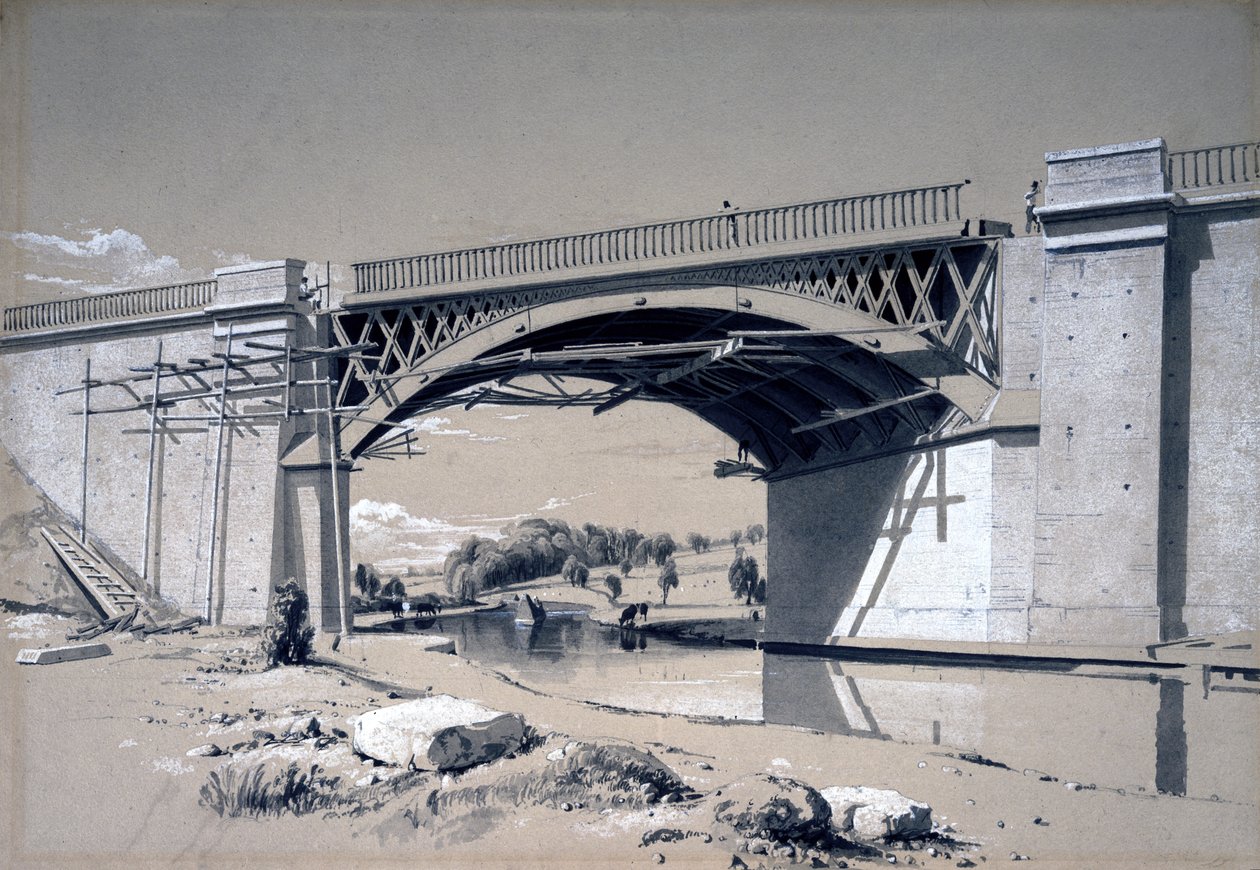 Nash Mills Bridge, Kings Langley, Hertfordshire, 10. Juni 1837 von John Cooke Bourne