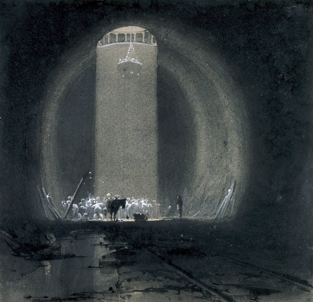 Arbeitsschacht, Kilsby Tunnel, Northamptonshire, 8. Juli 1837 von John Cooke Bourne