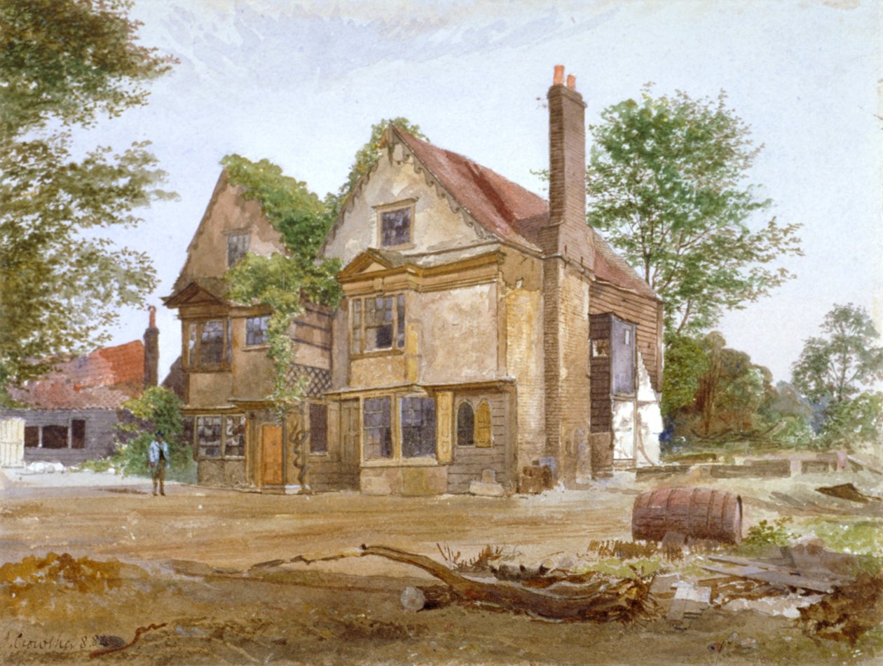 Vorderansicht des Basing Manor House, Peckham High Street, Camberwell, London, 1884 von John Crowther