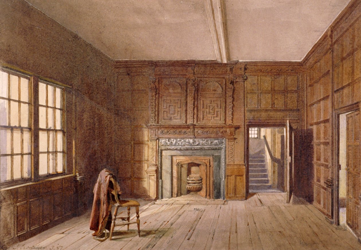 Innenansicht von Sir John Spencers Zimmer im Canonbury House, Islington, London, 1887 von John Crowther