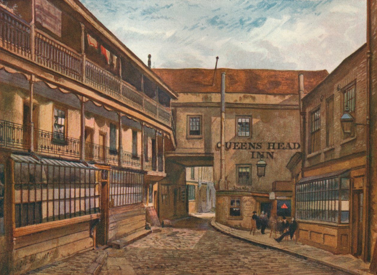 Der Hof des Queens Head Inn, Borough, Southwark, London, 1880-1926 von John Crowther