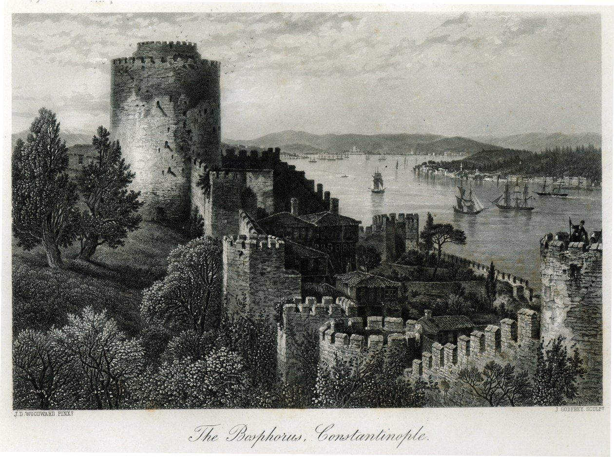 Der Bosporus, Konstantinopel, graviert von J. Godfrey von John Douglas Woodward