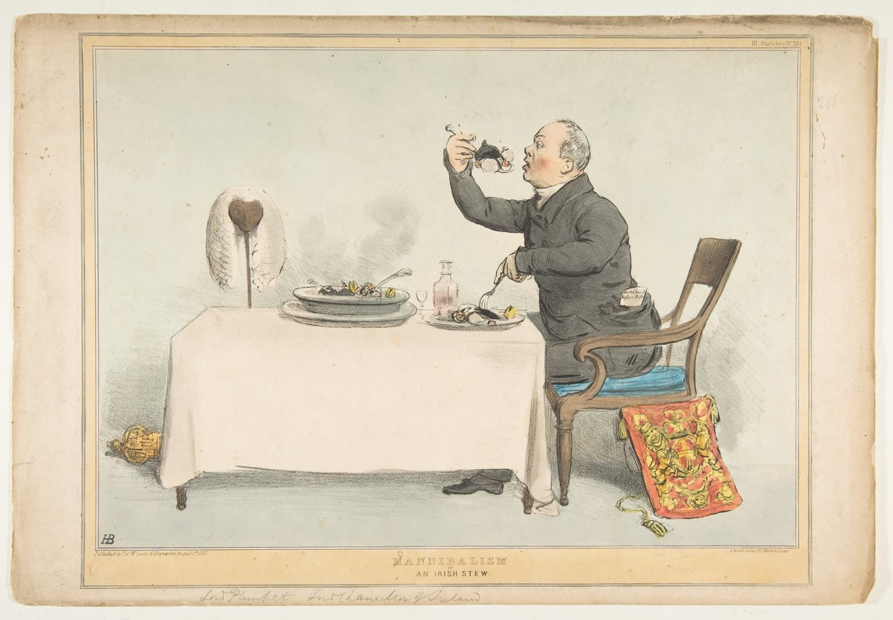 Kannibalismus oder ein irischer Eintopf, 5. August 1833 von John Doyle