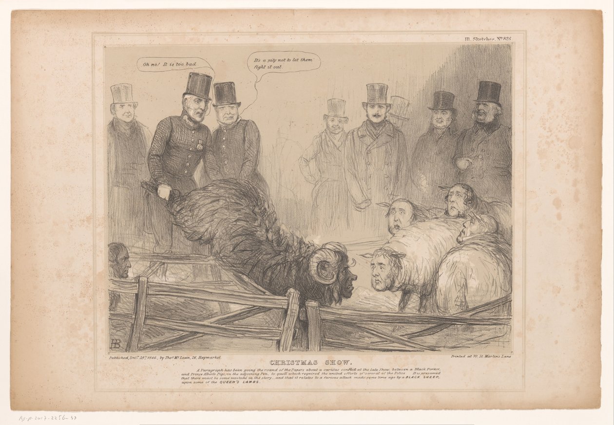 Karikatur mit Lord Brougham als schwarzer Widder von John Doyle