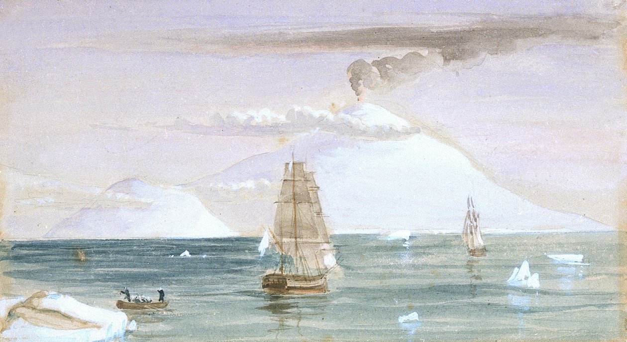 Beaufort Island und Mount Erebus. Entdeckt am 28. Januar 1841 von John Edward Davis