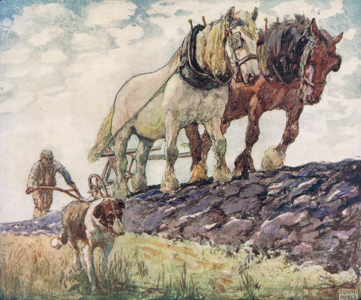 Pflügen des Feldes, Illustration aus 
