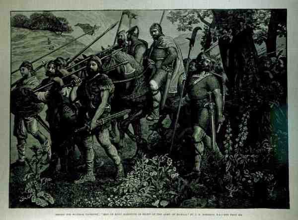 Entwurf für Windsor Tapisserie: Männer von Kent marschieren vor der Armee von Harold von John Evan Hodgson