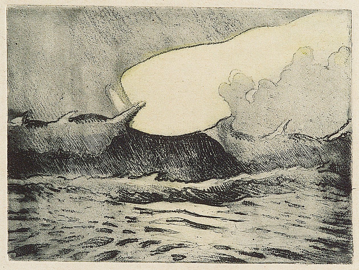 Meereslandschaft - sehr raues graues Meer, 20. Jahrhundert von John Everett