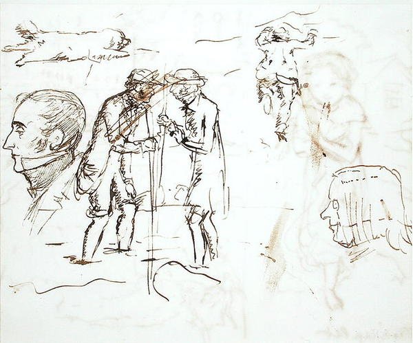 Ein Blatt mit Studien von John Ruskin (1819-1900) und William Millais von John Everett Millais