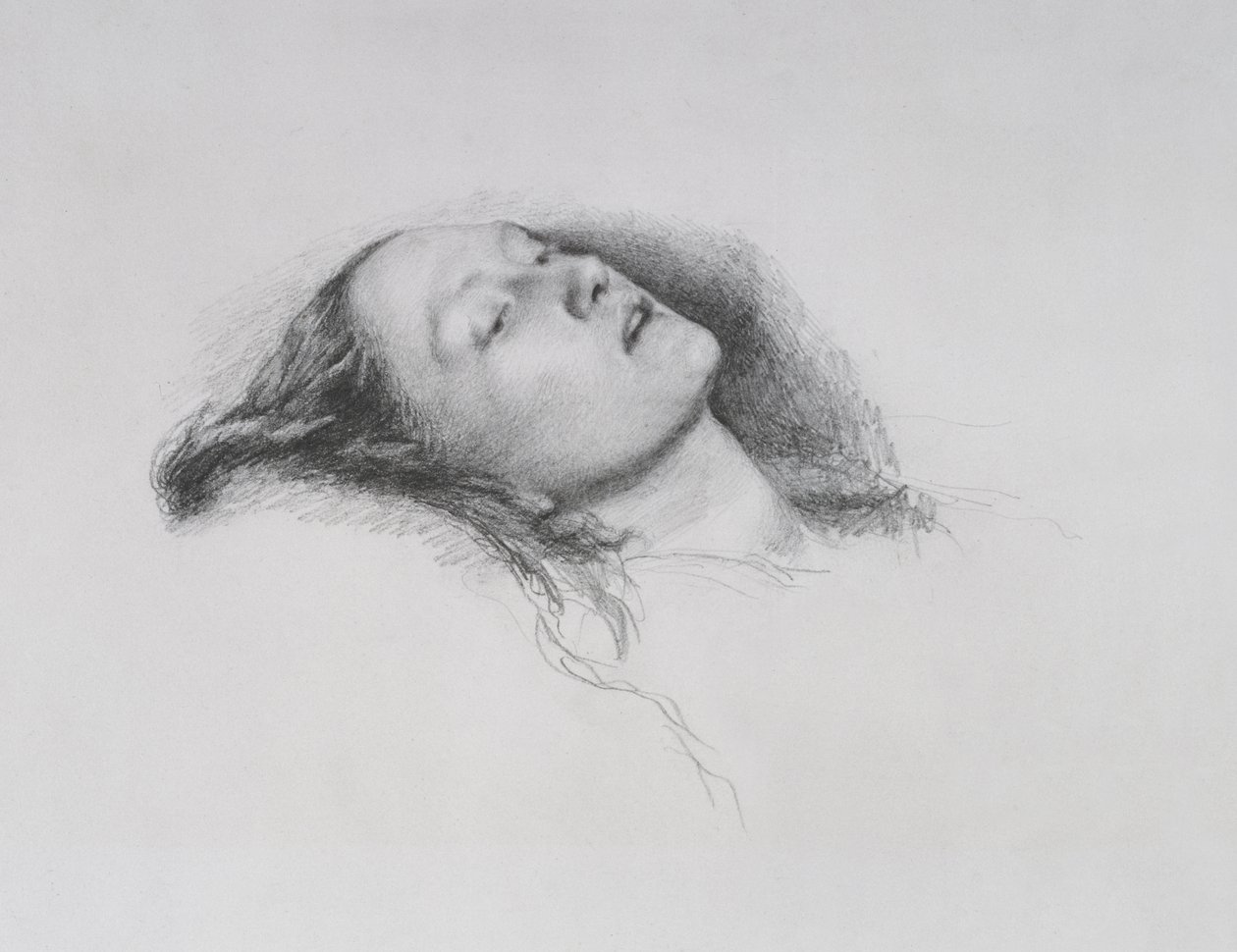 Elizabeth Siddal: Studie für "Ophelia", 1852 von John Everett Millais