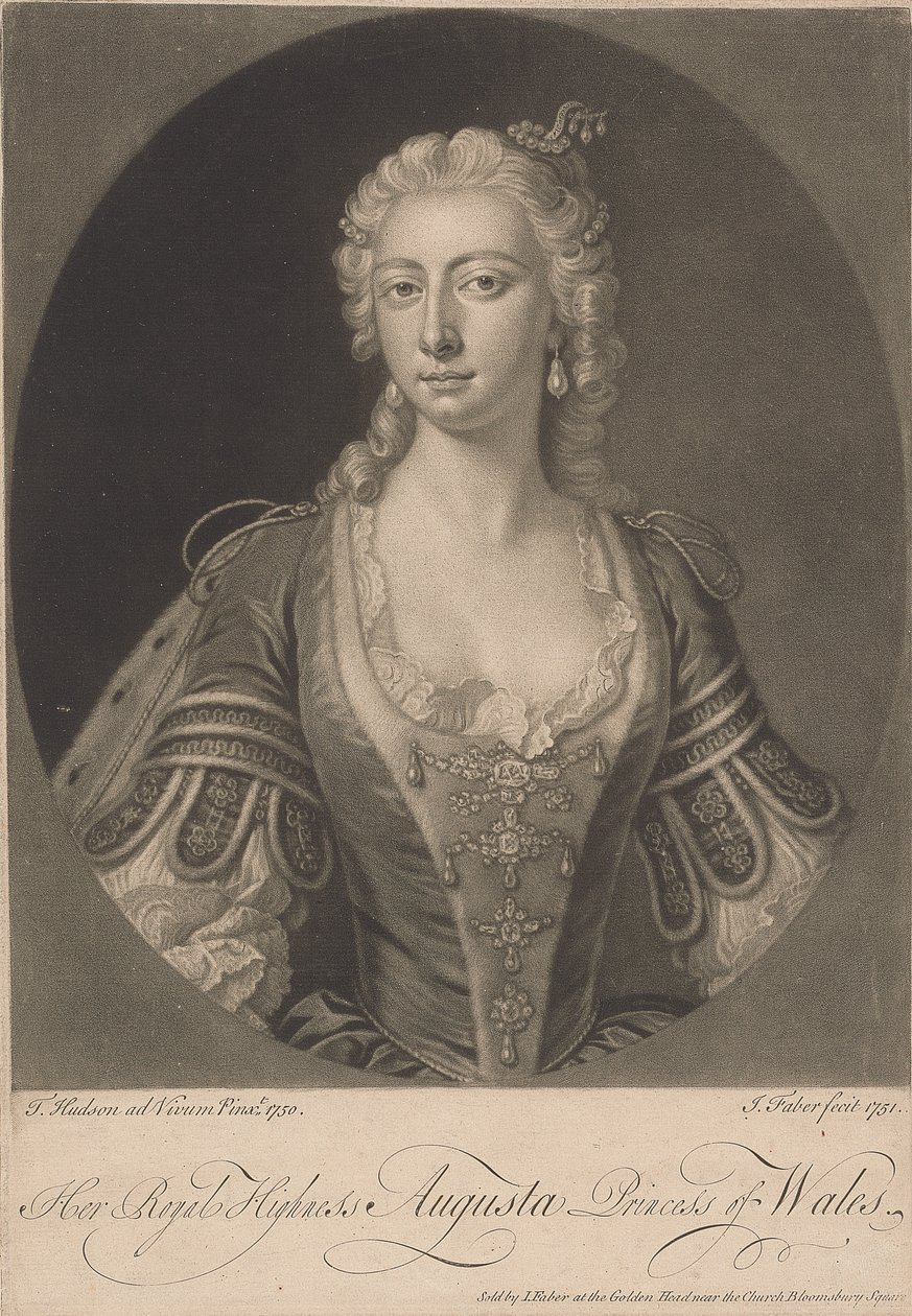 Ihre Königliche Hoheit Augusta Prinzessin von Wales, 1751 von John Faber the younger