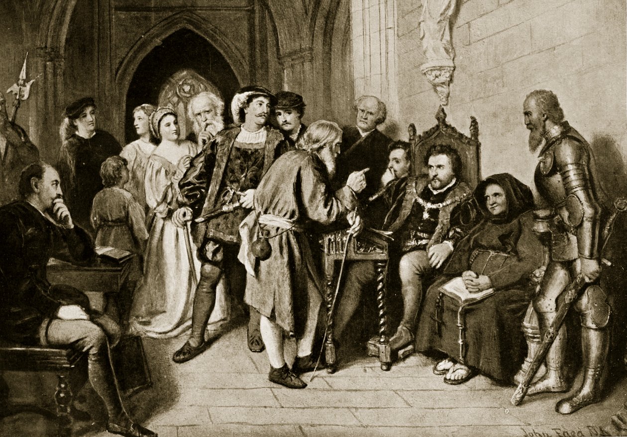 James IV. im Rat vor der Schlacht von Flodden, 1513, Illustration aus 