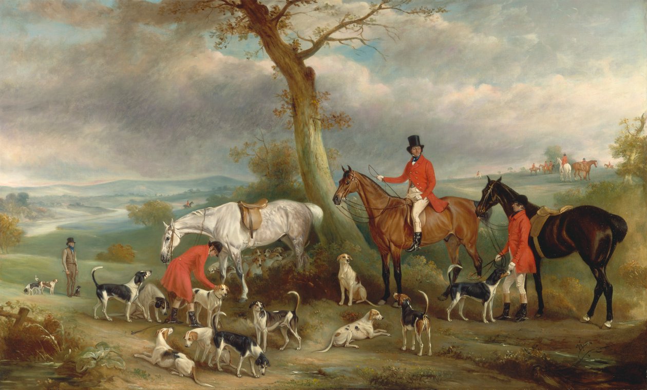 Thomas Wilkinson mit den Hurworth Foxhounds von John Ferneley