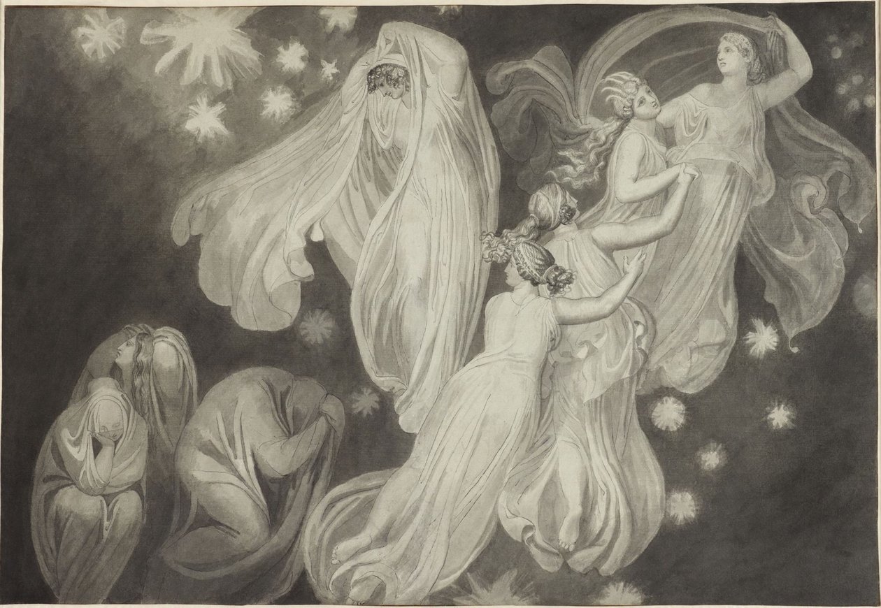 Engel geleiten eine Seele in den Himmel von John Flaxman