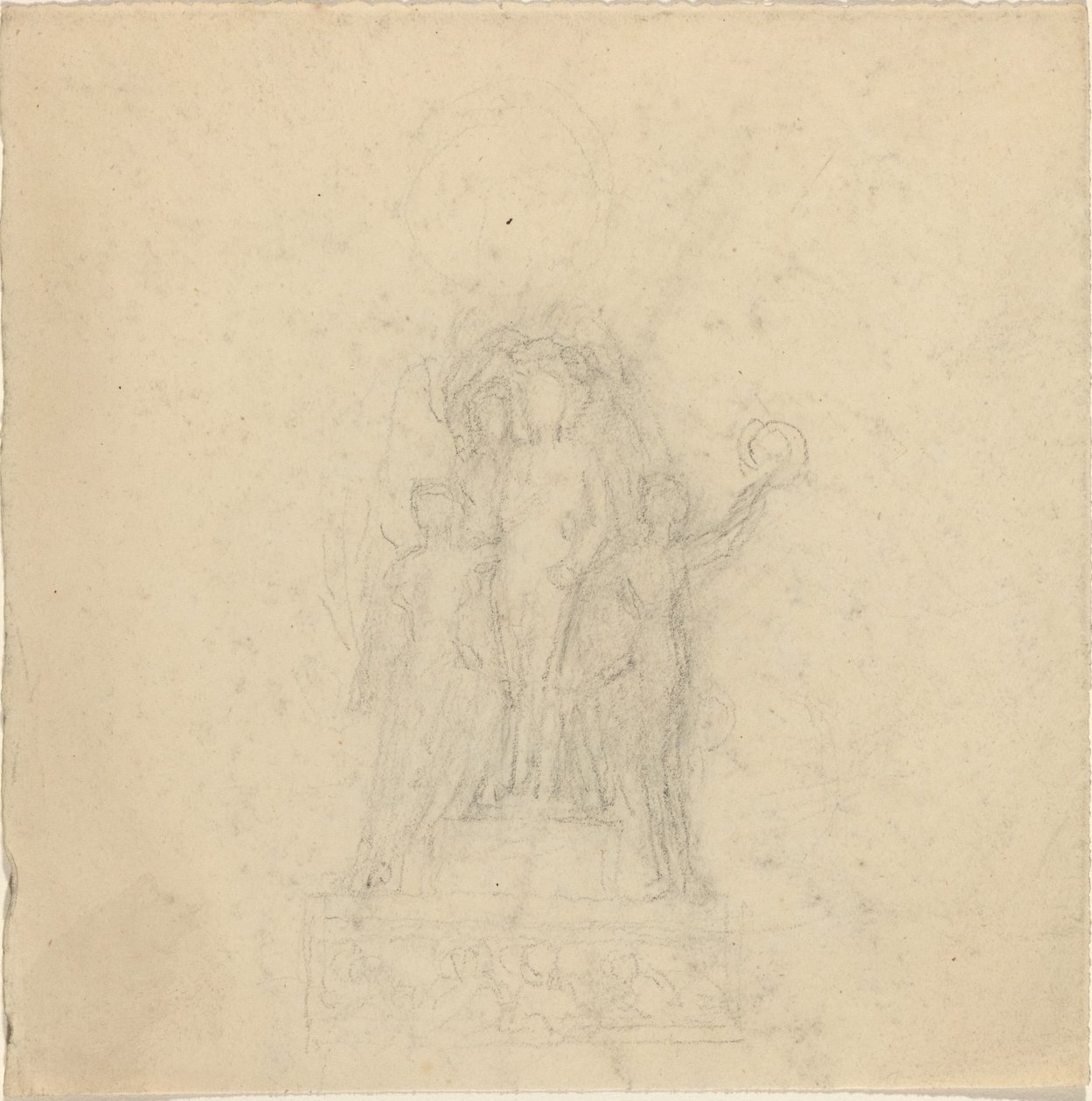 Studien für ein Denkmal mit der Krönung einer Figur (recto und verso) von John Flaxman