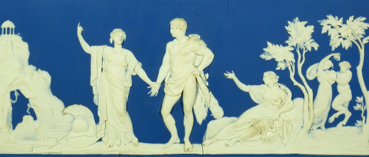 Die Wahl des Herkules, Plakette von Wedgwood (Jaspisware) von John Flaxman