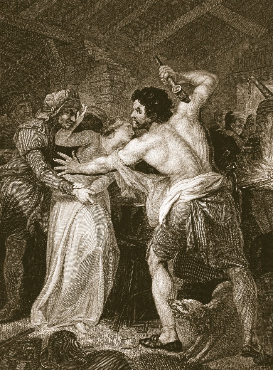 Der Mörder des Steuereintreibers von Wat Tyler, graviert von J. Hall, Illustration aus David Humes 
