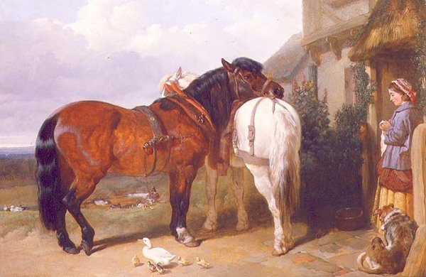 Kaltblüter an einer Hüttentür von John Frederick Herring Senior