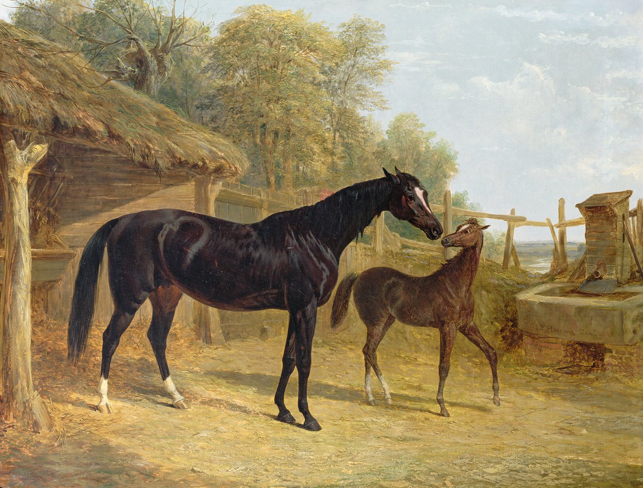 Levity, im Besitz von J.C. Cockerill Esq., mit ihrem Fohlen Queen Elizabeth, im Besitz von Lord Dorchester, 1843 von John Frederick Herring Senior