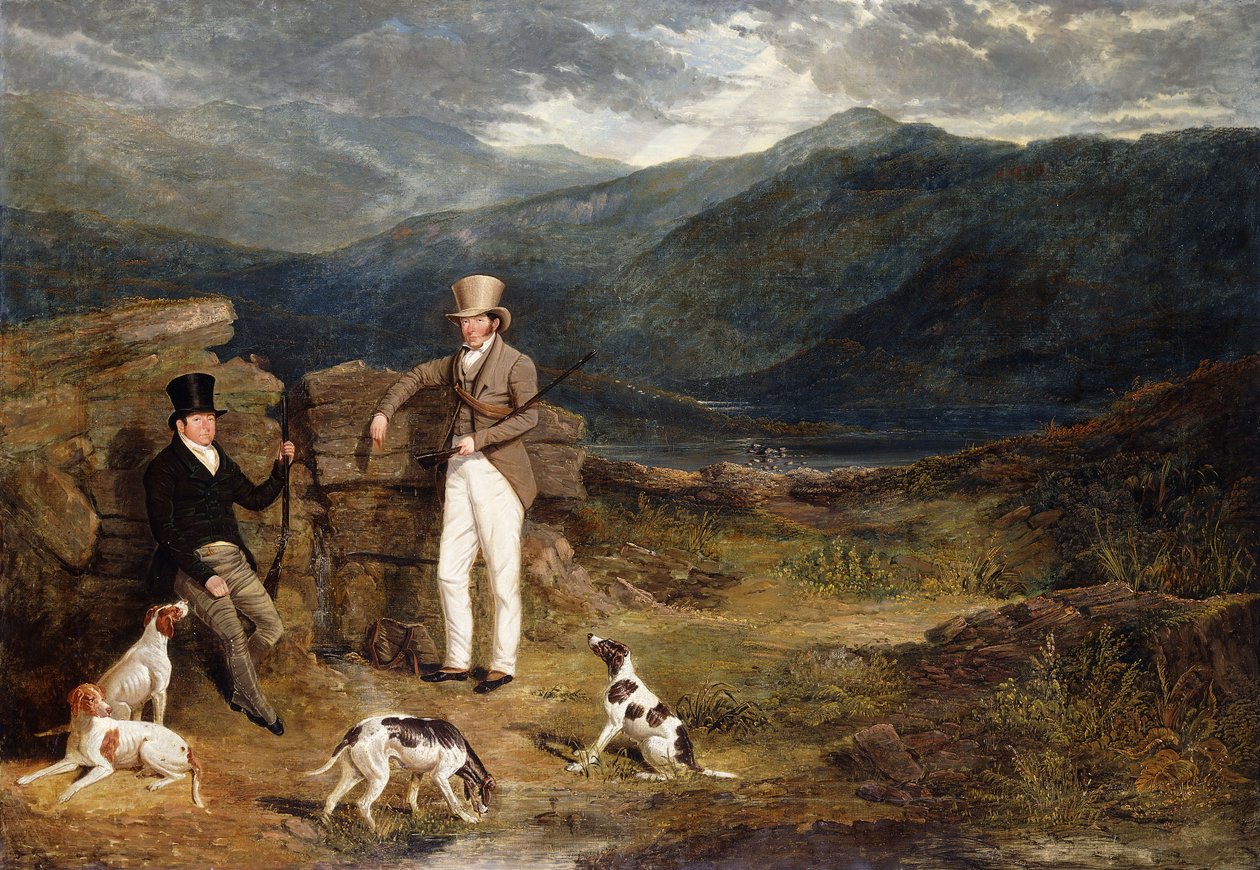 Zwei Gentlemen mit Pointern auf einem Moor, 1824 von John Frederick Herring Senior