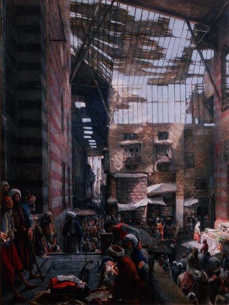 Eine Ansicht der Straße und Moschee von Ghooreyah, Kairo von John Frederick Lewis