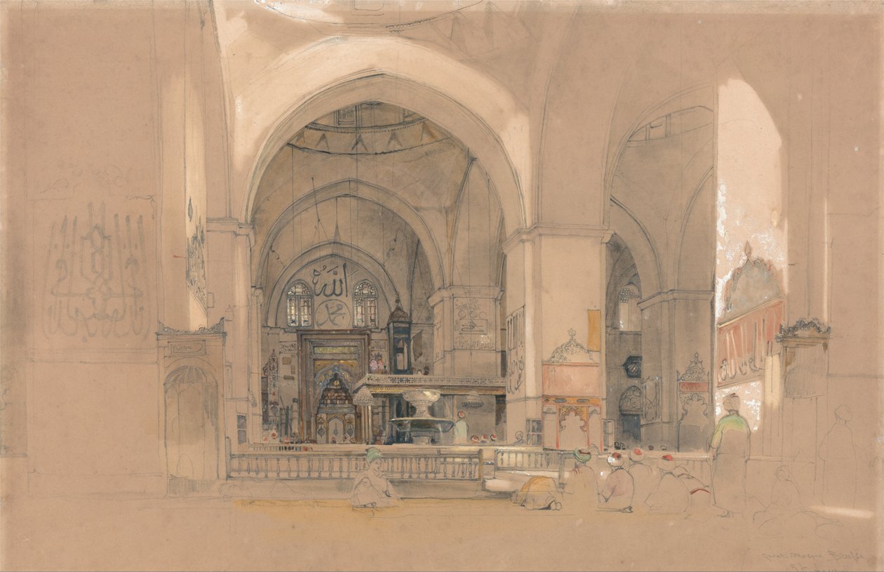Innenraum der Großen Moschee, (Ulucami) Bursa, Türkei von John Frederick Lewis