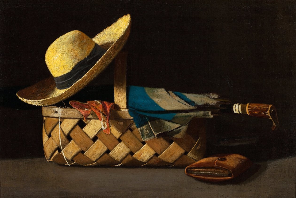 Marktkorb, Hut und Regenschirm von John Frederick Peto