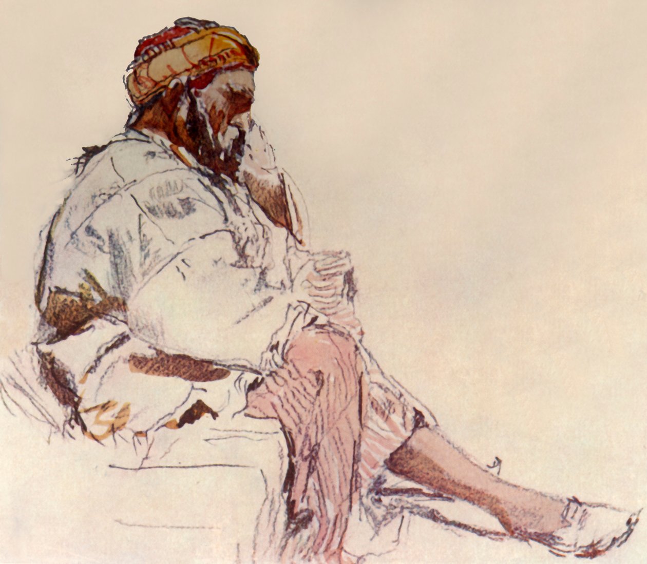 Syrischer Bauer sitzend: Im Profil, 1902 von John Fulleylove
