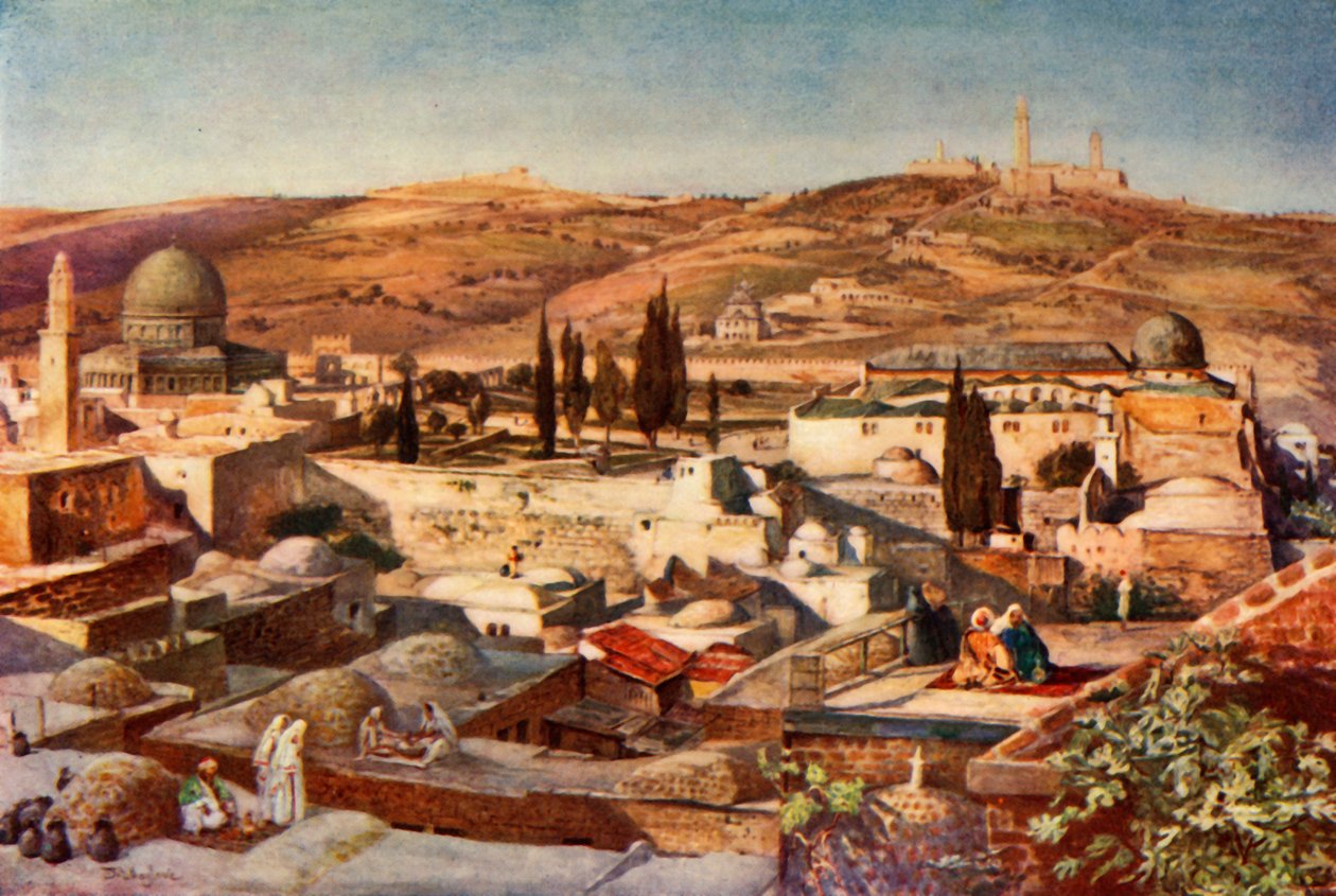 Der Tempelbereich und der Ölberg vom Berg Zion, 1902 von John Fulleylove