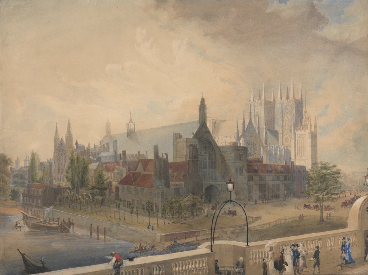 Ansicht von Westminster Hall und Abbey von der Brücke von John Gendall