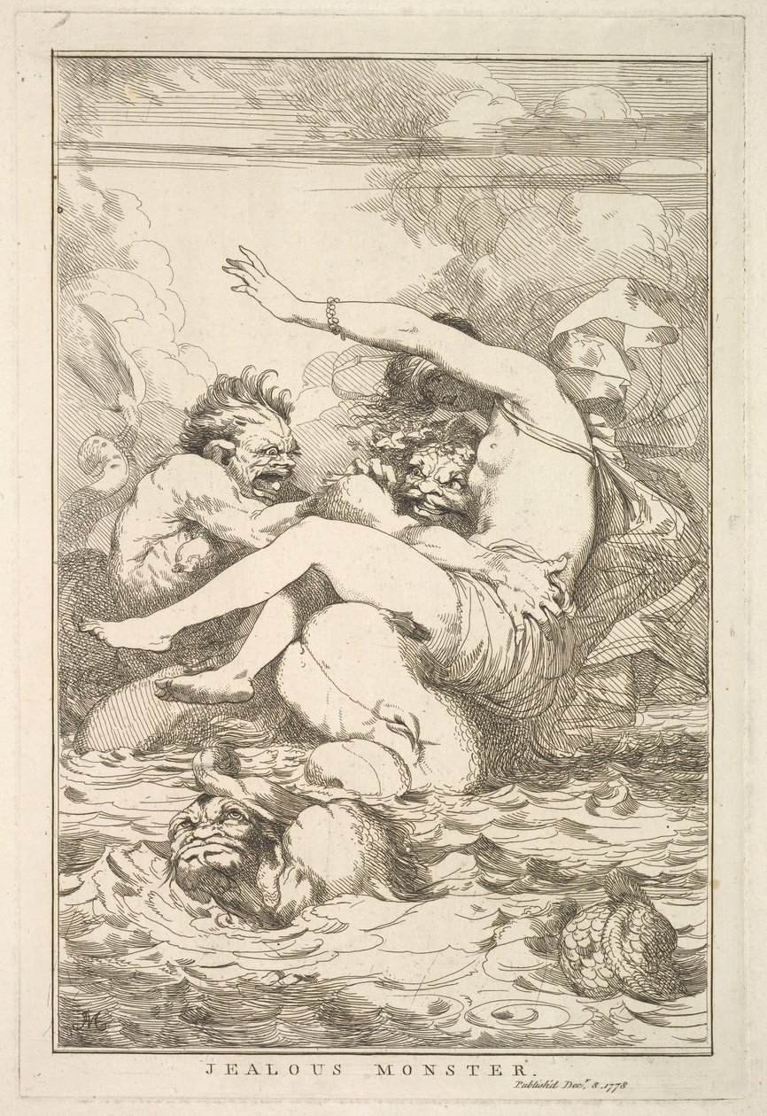 Eifersüchtiges Monster aus Fünfzehn Radierungen Sir Joshua Reynolds gewidmet, 8. Dezember 1778 von John Hamilton Mortimer