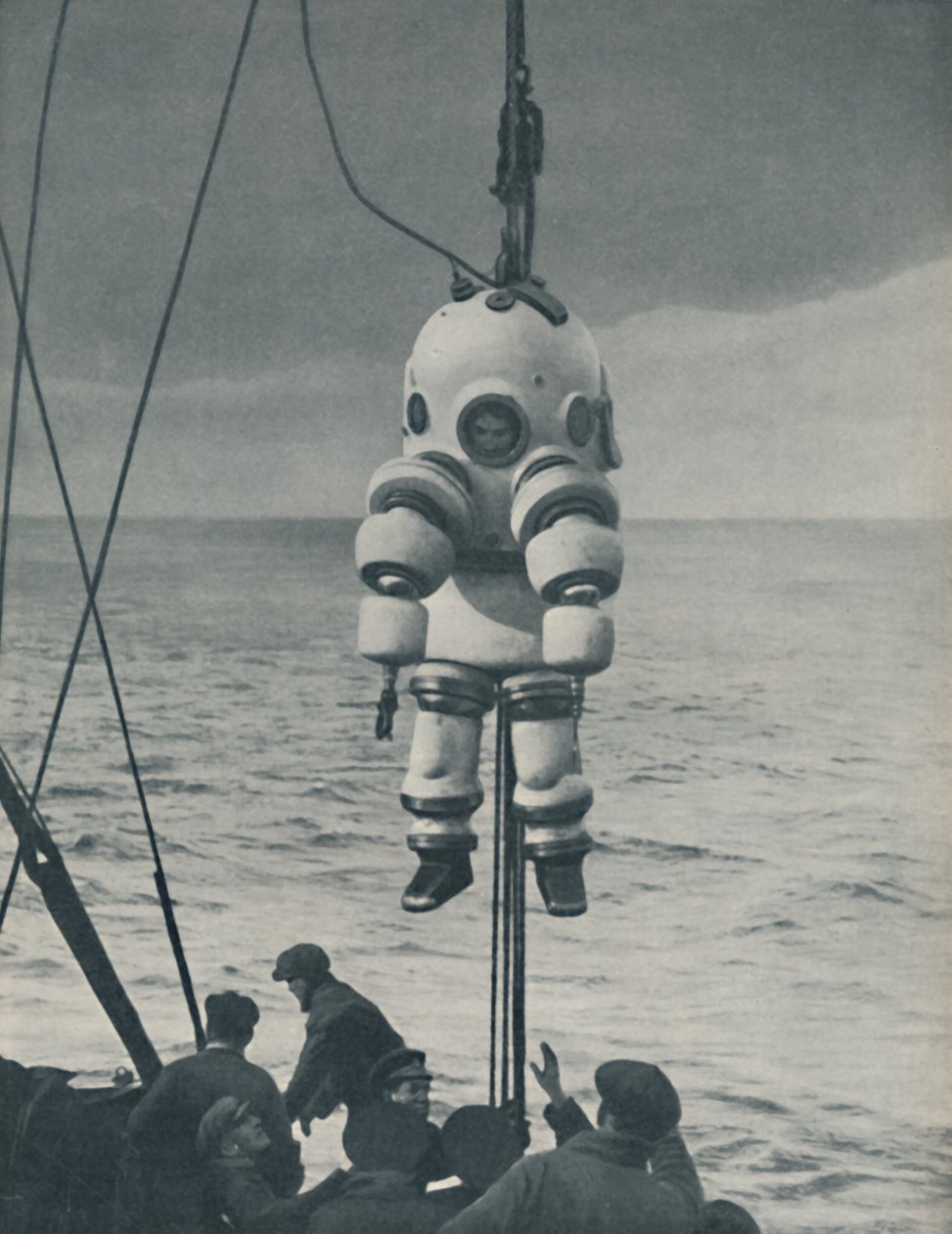 Der ewige Kampf gegen das Meer: Gepanzerte Hülle für den Tiefseetaucher, ca. 1935 von John Hammerton