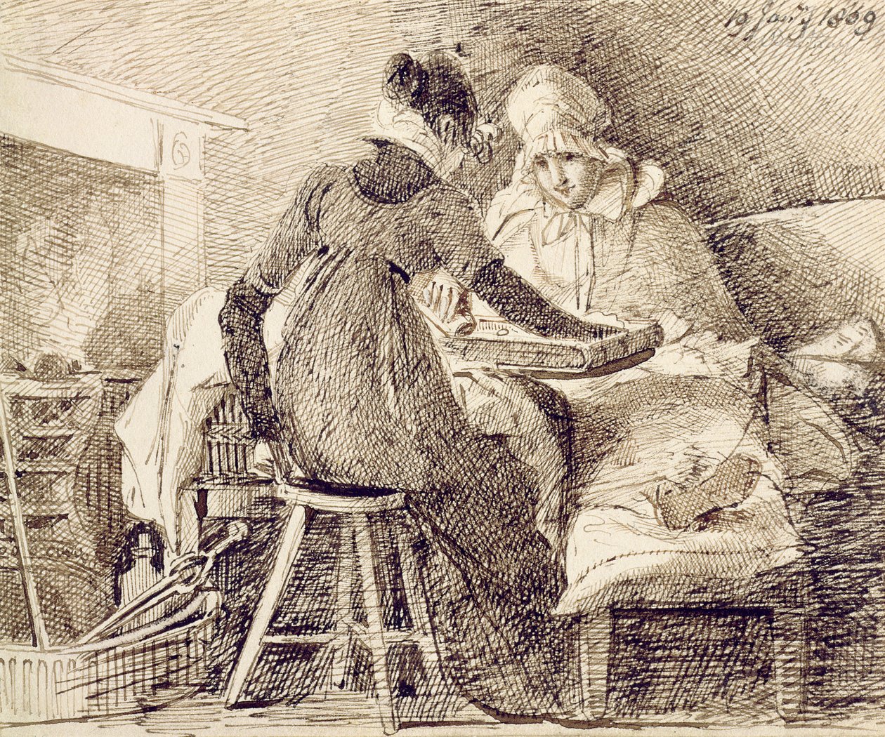 Ein Spiel Backgammon, 19. Januar 1809 von John Harden