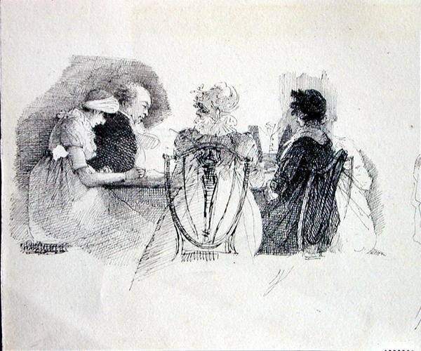 Eine Versammlung an einem Tisch (Detail) von John Harden