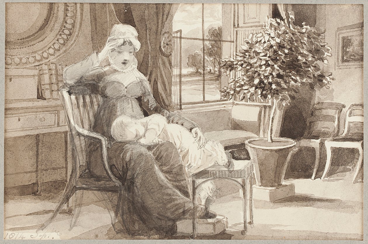 Mrs H mit Baby John William, 1814 von John Harden