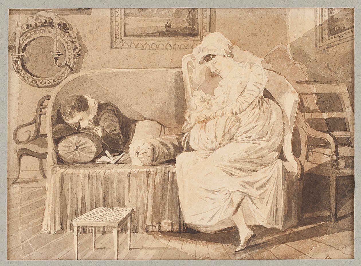 Drei auf einem Sofa, 1805 von John Harden
