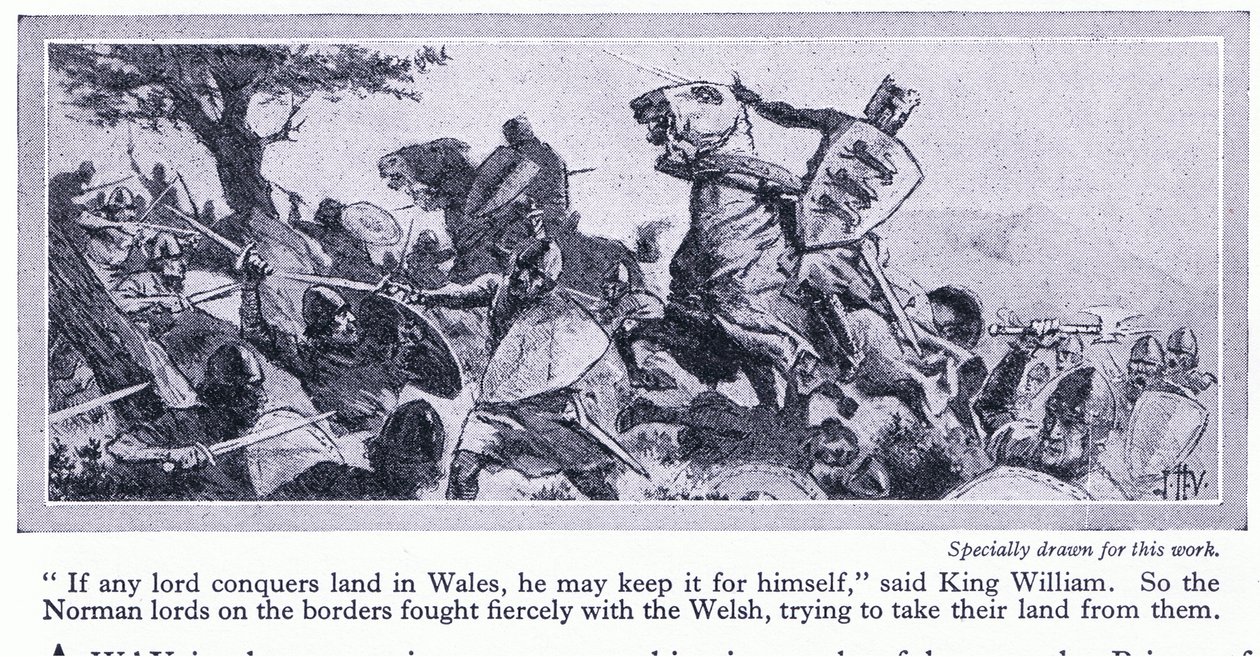 Wenn ein Lord Land in Wales erobert, darf er es für sich behalten, sagte König Wilhelm, ca. 1950 von John Harris Valda