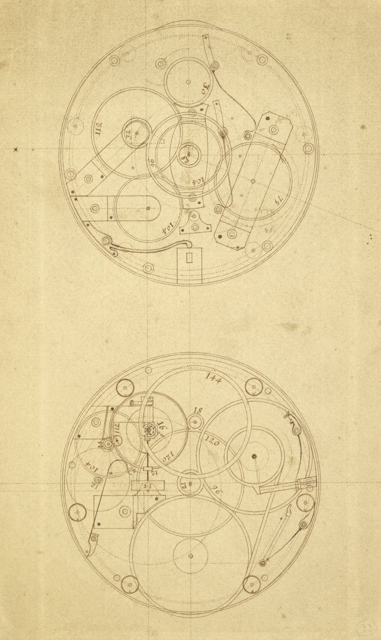 Die Bewegung von H.4, einem Längenuhrwerk entworfen und gezeichnet von John Harrison, ca. 1760-72 von John Harrison