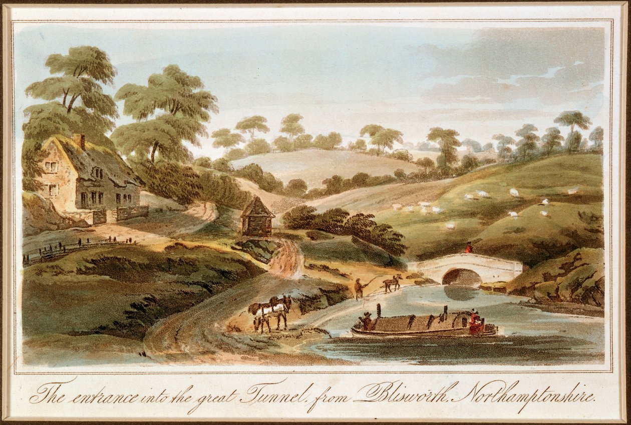 Eingang zum Blisworth-Tunnel, Grand Junction Canal, Northamptonshire, 1819 von John Hassell