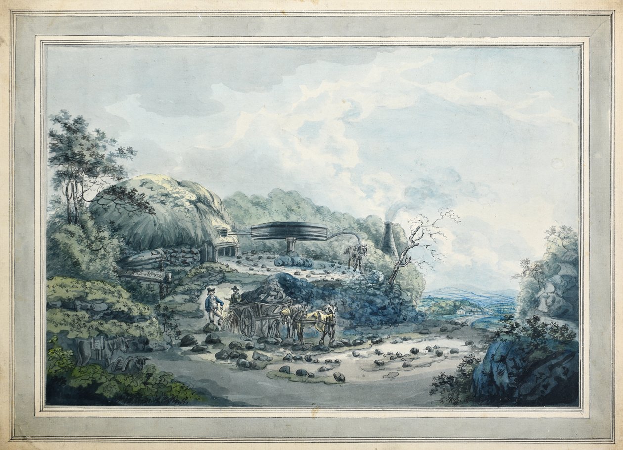 Grubenanlage mit Pferdegöpel von John Hassell