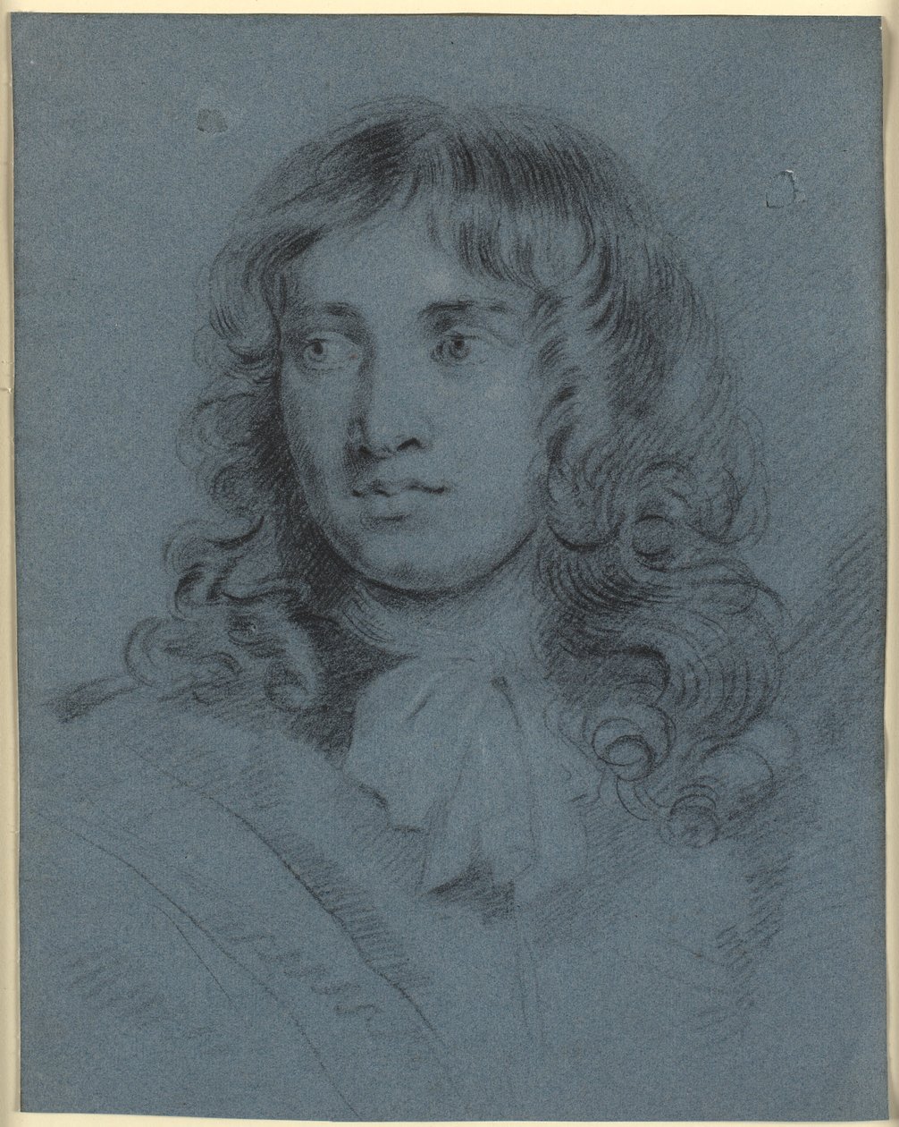 Der Miniaturmaler Thomas Flatman, als junger Mann mit langen Locken und einem um den Hals gebundenen Schal von John Hayls