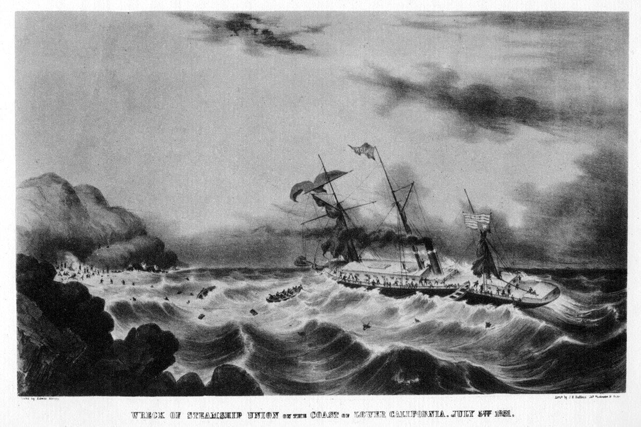 Das Wrack des Dampfschiffs Union an der Küste von Niederkalifornien, 1851, 1937 von John Henry Bufford