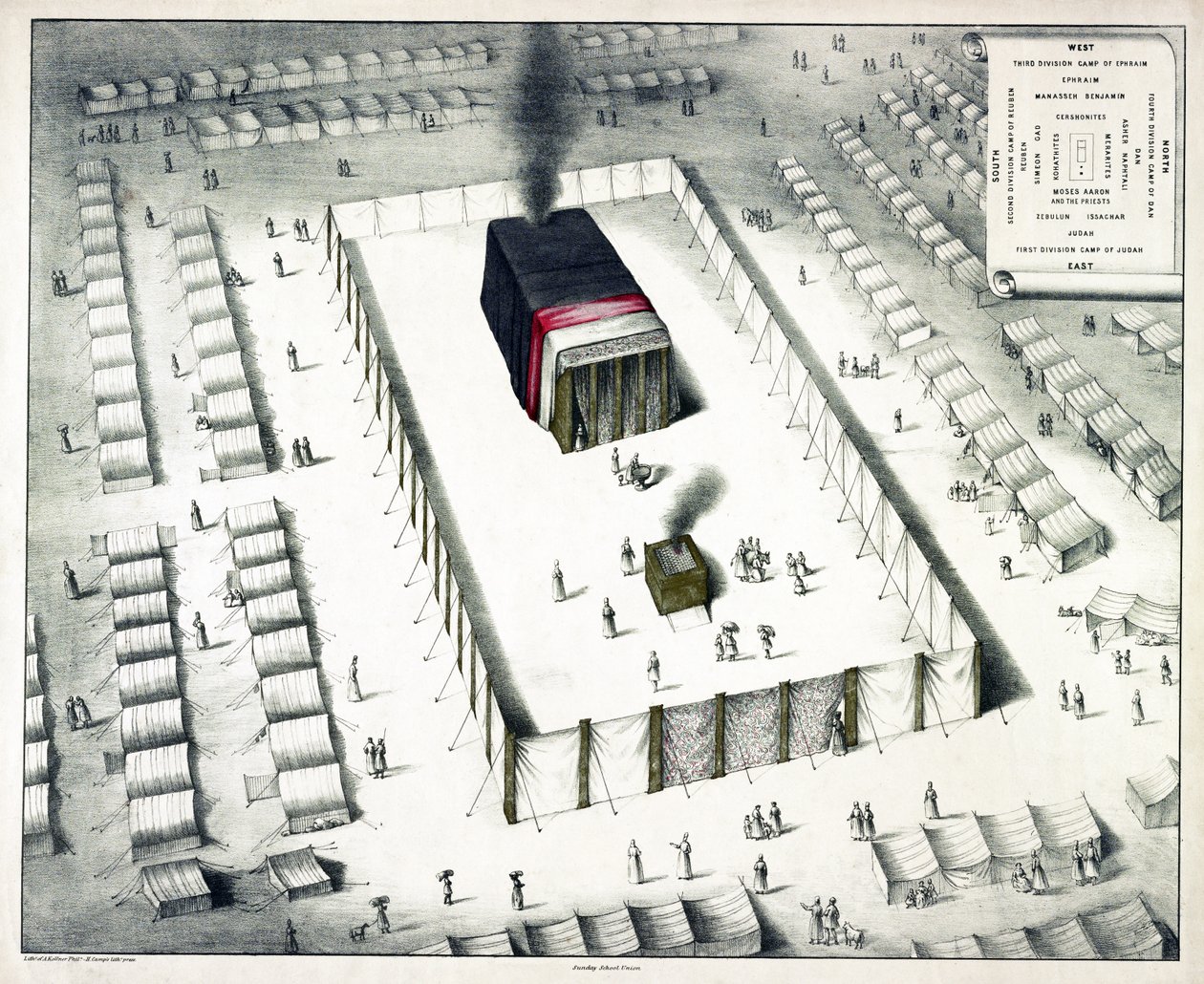 Das Tabernakel in der Wüste und Plan des Lagers, veröffentlicht 1850 von John Henry Camp