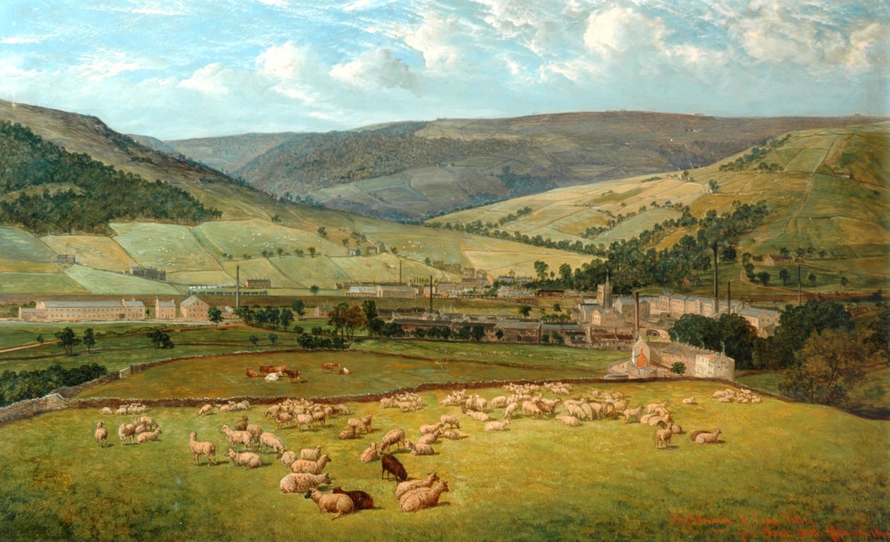Mytholmroyd & Cragg Vale von Ewood Hall, 1869 von John Holland
