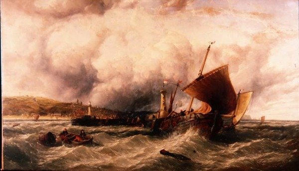 Fischerboote vor dem Hafen von Boulogne von John James Wilson