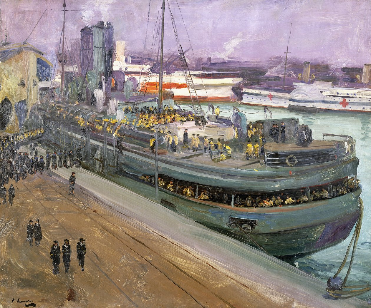 Marineangehörige beim Einschiffen, Southampton von John Lavery