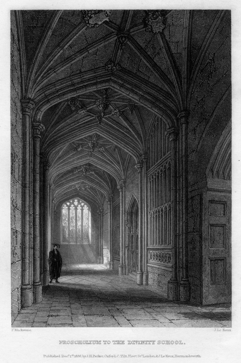 Proscholium zur Divinity School, Oxford, 1836 von John Le Keux