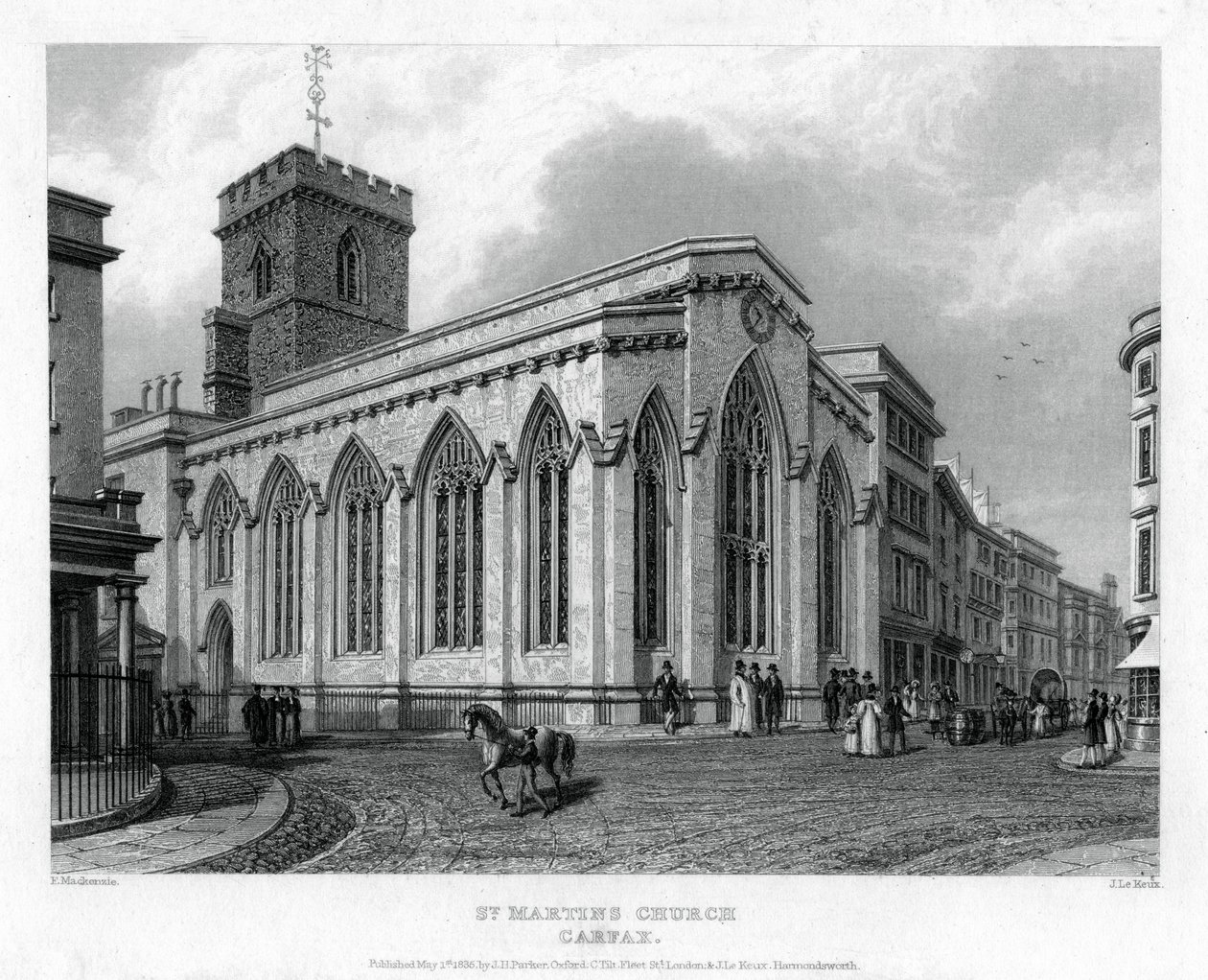 St. Martins Kirche, Carfax, Oxford, 1835 von John Le Keux